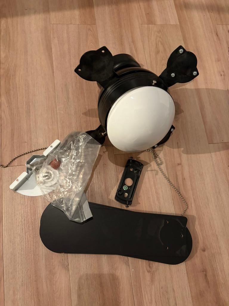 Plafond ventilator lamp + ventilator, Ophalen of Verzenden, Gebruikt, Glas