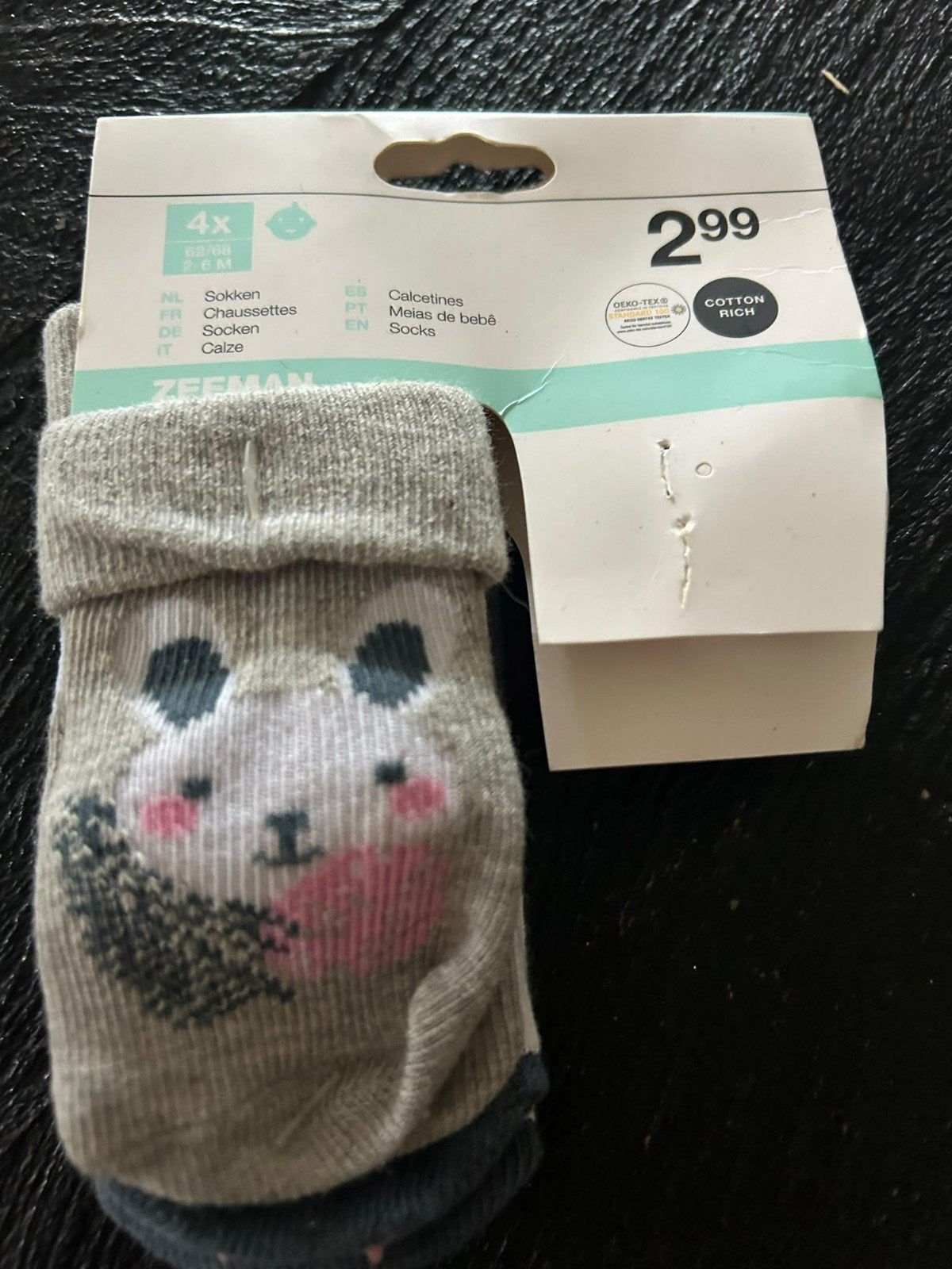 Nieuwe Zeeman babysokjes met schattige panda (maat 62/68), Zeeman, Jongetje of Meisje, Nieuw, Ophalen of Verzenden