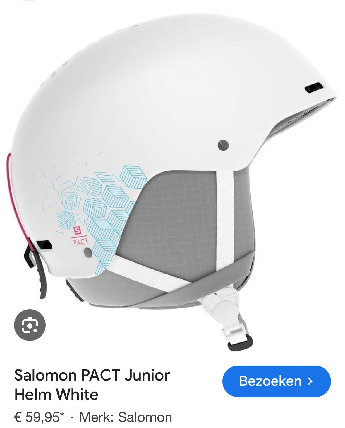 Skihelm salomon junior kind wit maat s 53-56cm omtrek, Overige merken, Overige typen, Ophalen of Verzenden, Zo goed als nieuw