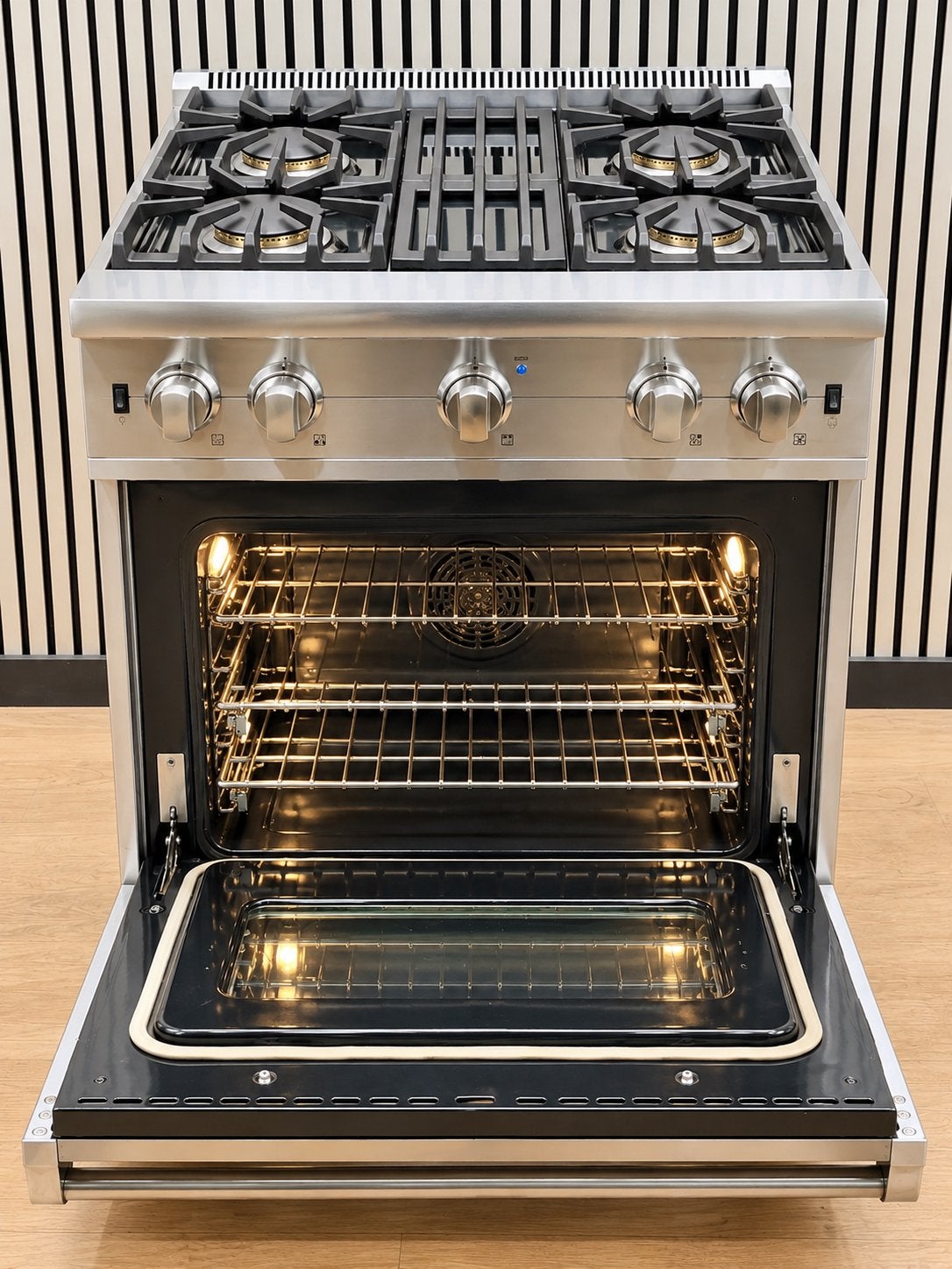 Luxe VIKING Gas Fornuis met Gasoven RVS 76 cm, Fornello Esperta, Ophalen of Verzenden, Zo goed als nieuw, Energieklasse A of zuiniger