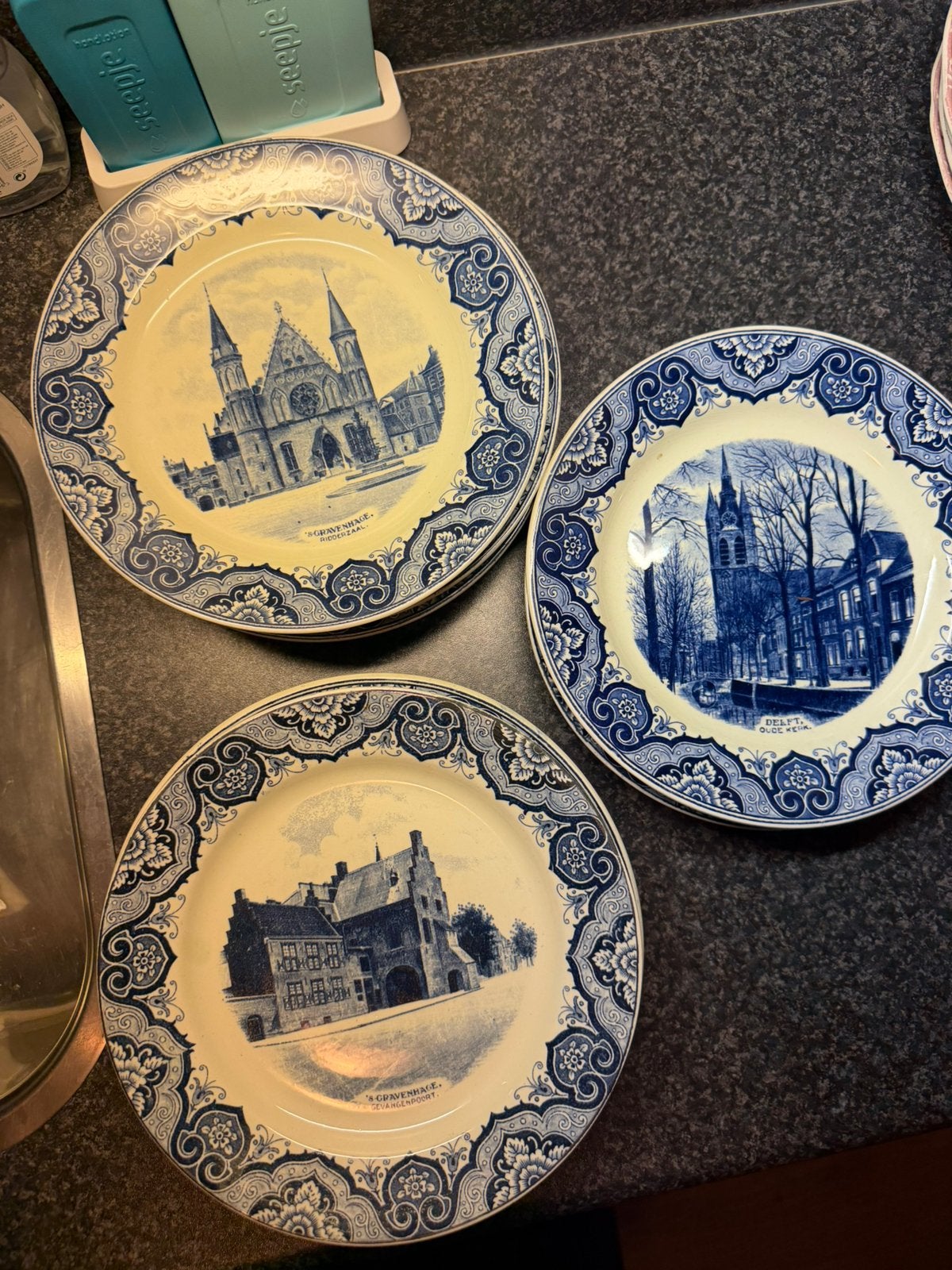 oude Delfts blauwe stadsborden, Antiek en Kunst, Ophalen of Verzenden