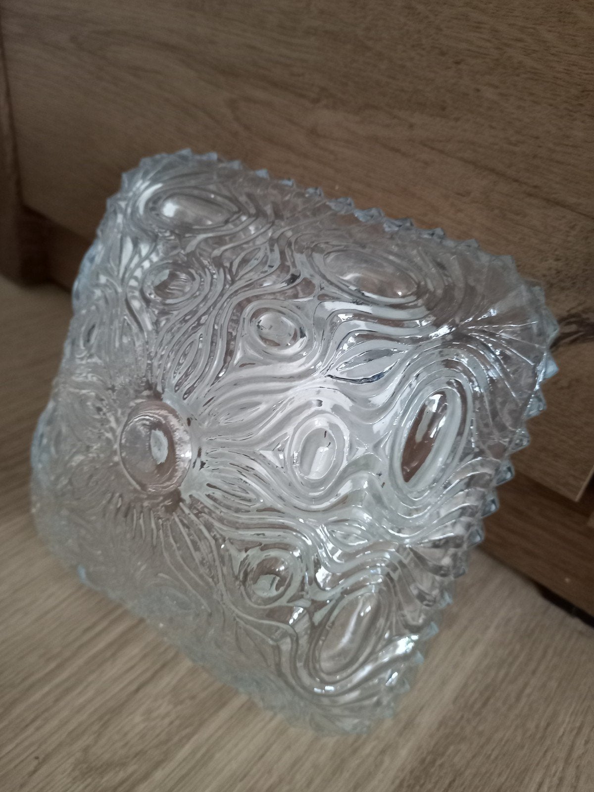 Retro/Vintage Persglazen Plafondlamp 17x17cm, Ophalen of Verzenden