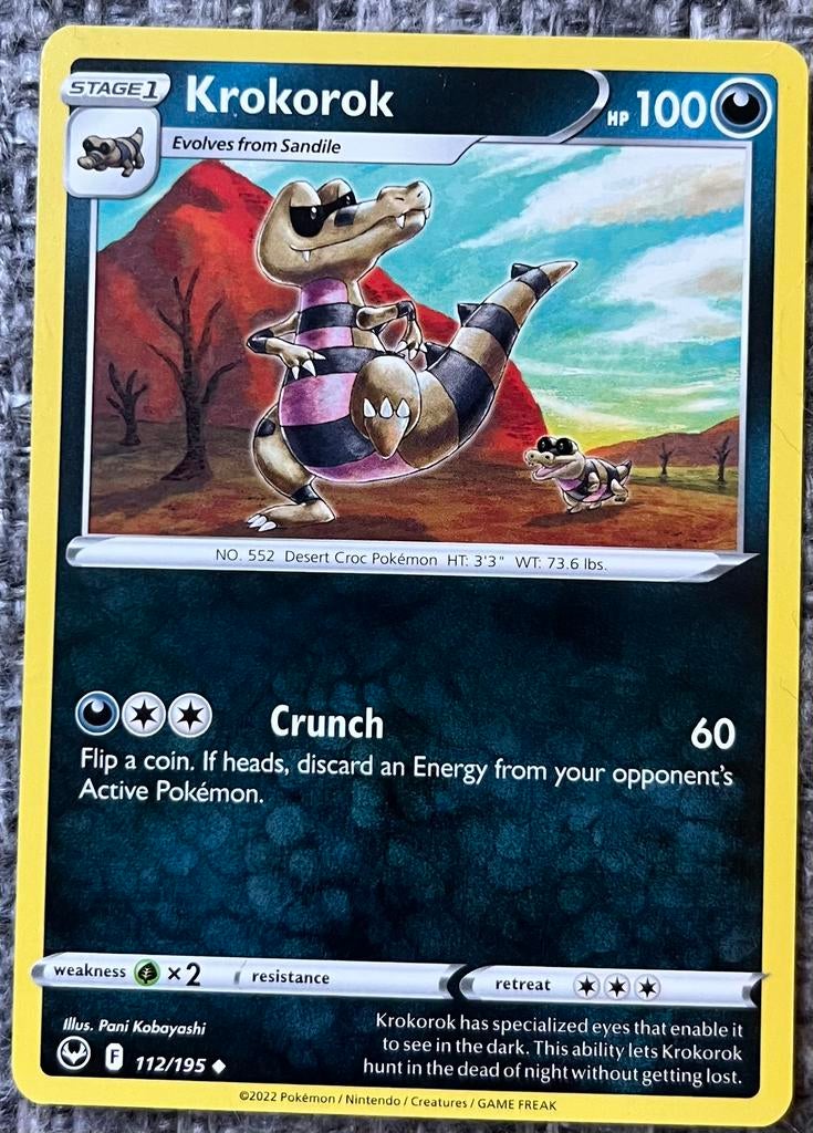 Pokémonkaart van Krokorok (552) • Silver Tempest (112/195), Verzenden, Nieuw, Losse kaart