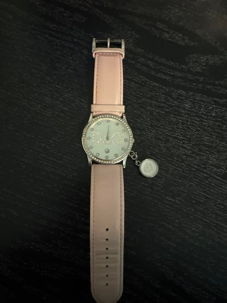 D&G Horloge - Roze met strass en bedel, Staal, Polshorloge, Ophalen of Verzenden, Dolce & Gabbana