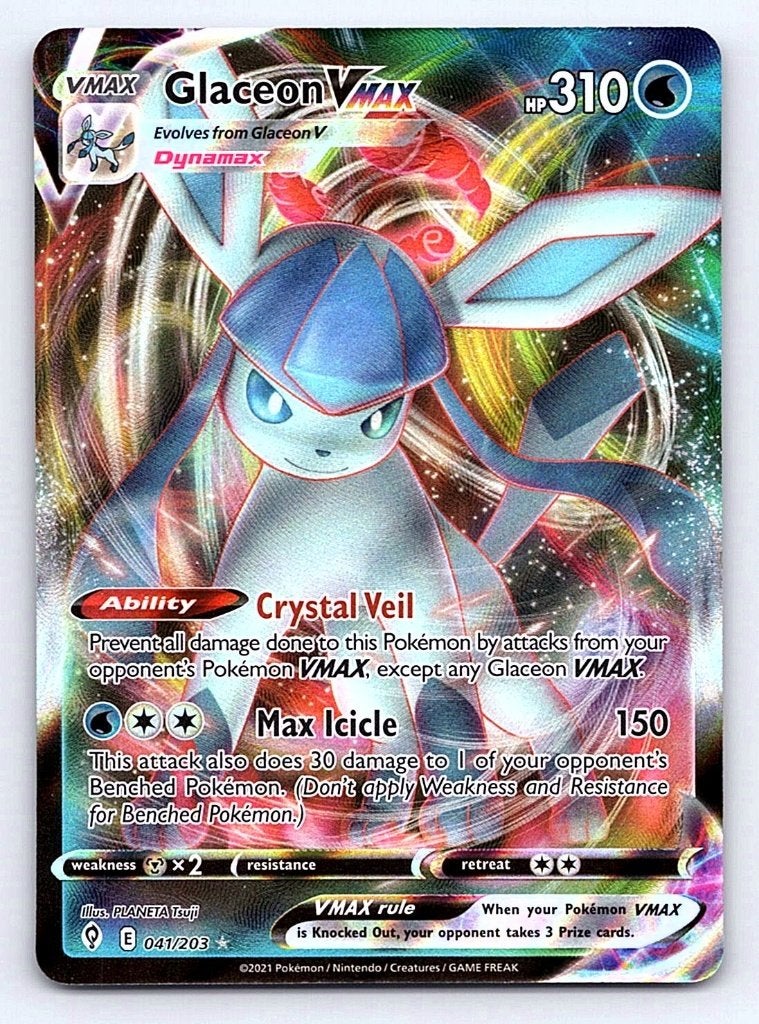 Glaceon VMAX EVS 041, Ophalen of Verzenden, Zo goed als nieuw, Losse kaart, Foil