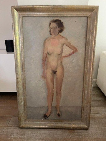 Vrouwelijk naakt - Jos(je) van den Berg, Doek, Portret of Personen, Ophalen of Verzenden, Olieverf