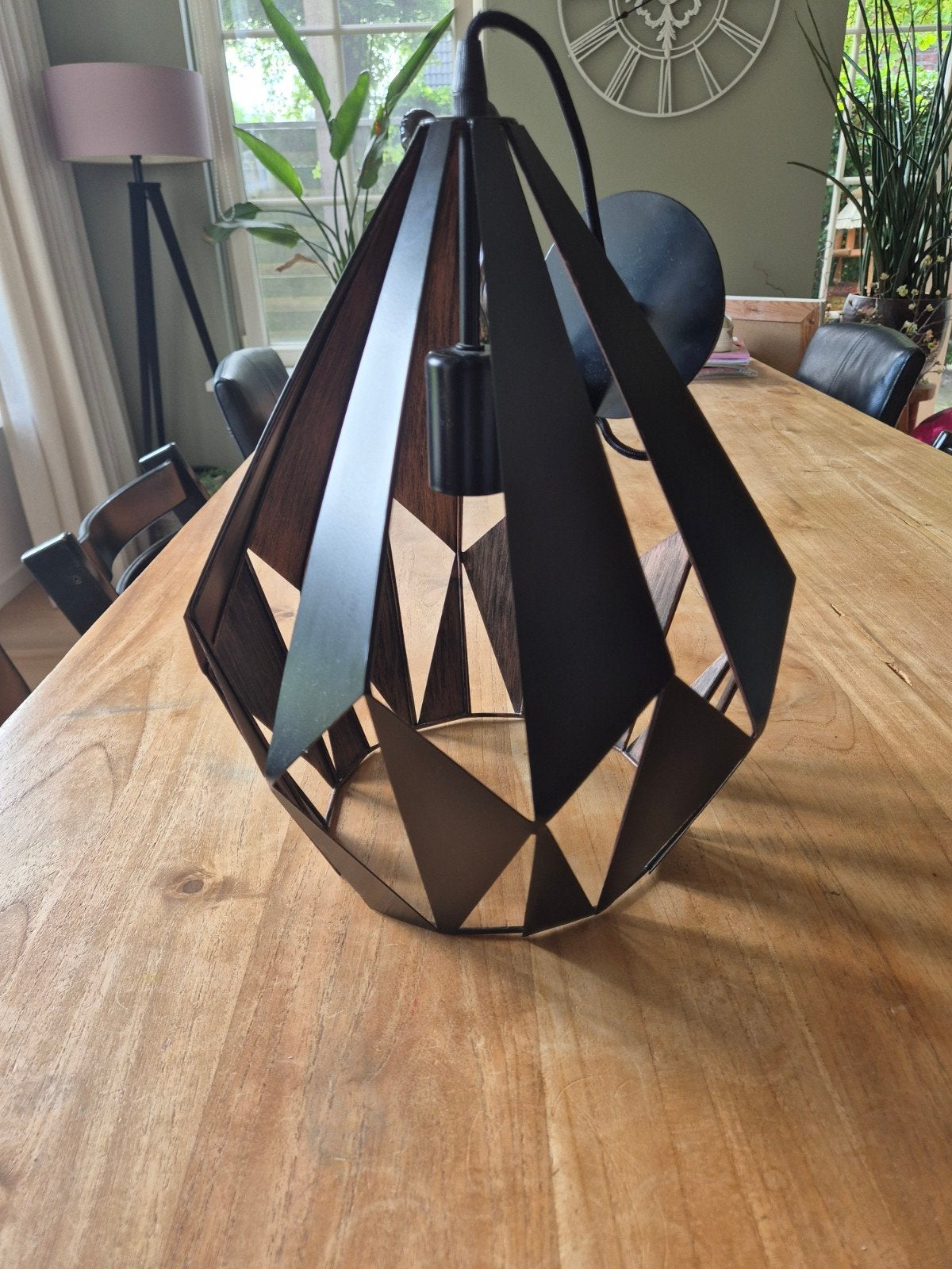 Eglo Carlton 1 Hanglamp/Plafondlamp zwart met brons Ø31cm, Huis en Inrichting, Ophalen, Zo goed als nieuw, Metaal, E27 (groot)