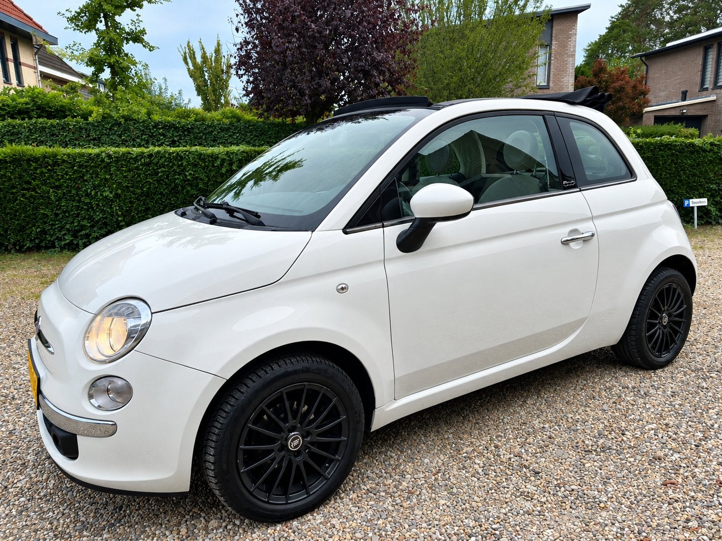 Fiat 500C 1.2 AUTOMAAT CABRIOLET 2010 | AIRCO | HALF LEER |, Auto's, Lederen bekleding, 1242 cc, 4 cilinders, Wit