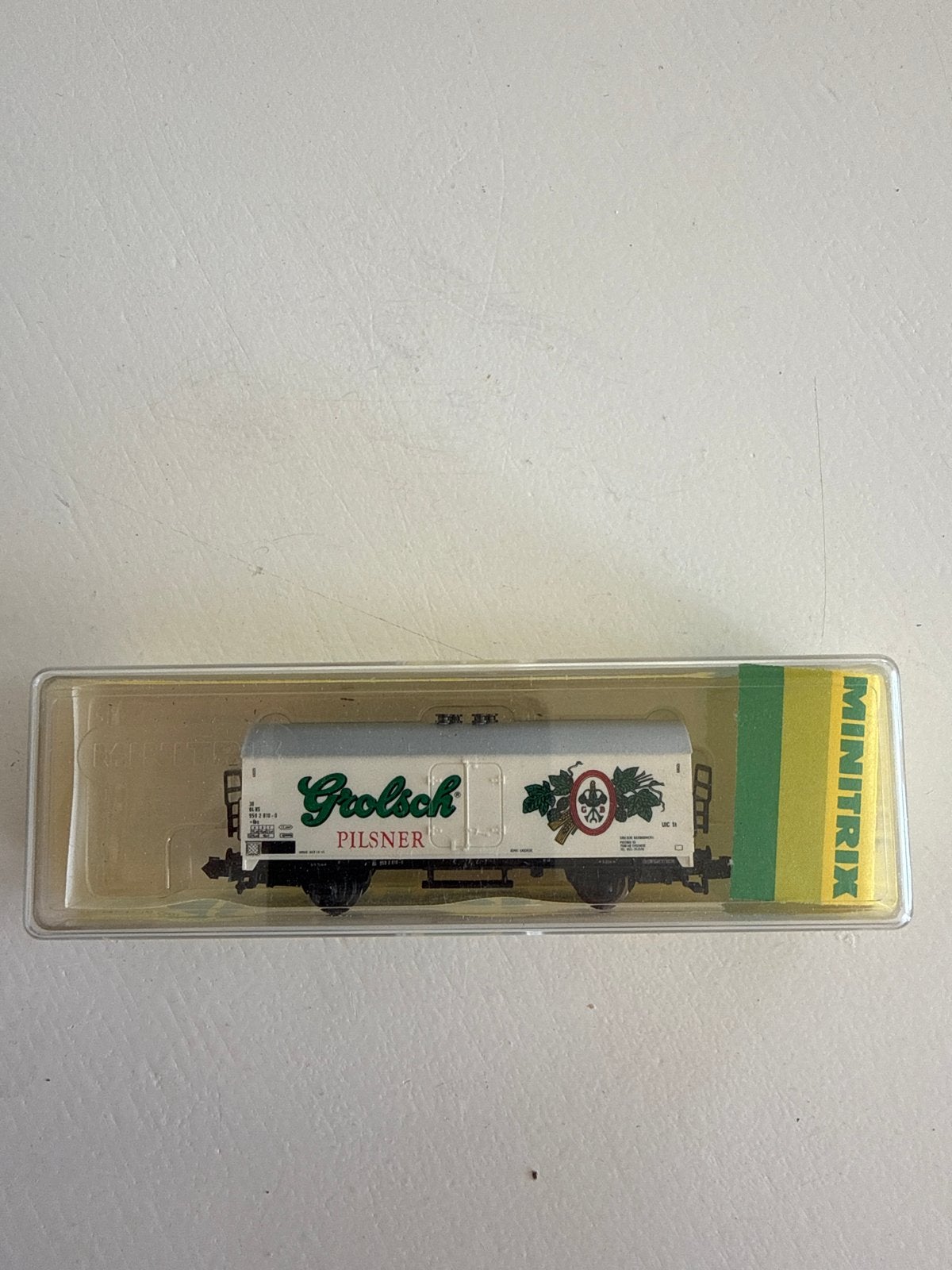 Minitrix N-spoor Grolsch Pilsner koelwagon 13810, Gelijkstroom, Trix, Wagon, Ophalen of Verzenden