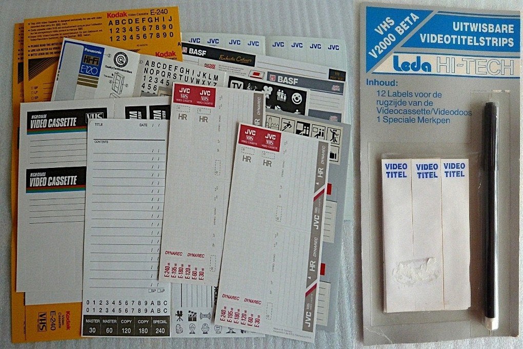 Labels voor rugzijde videocassettes, Ophalen of Verzenden, Nieuw