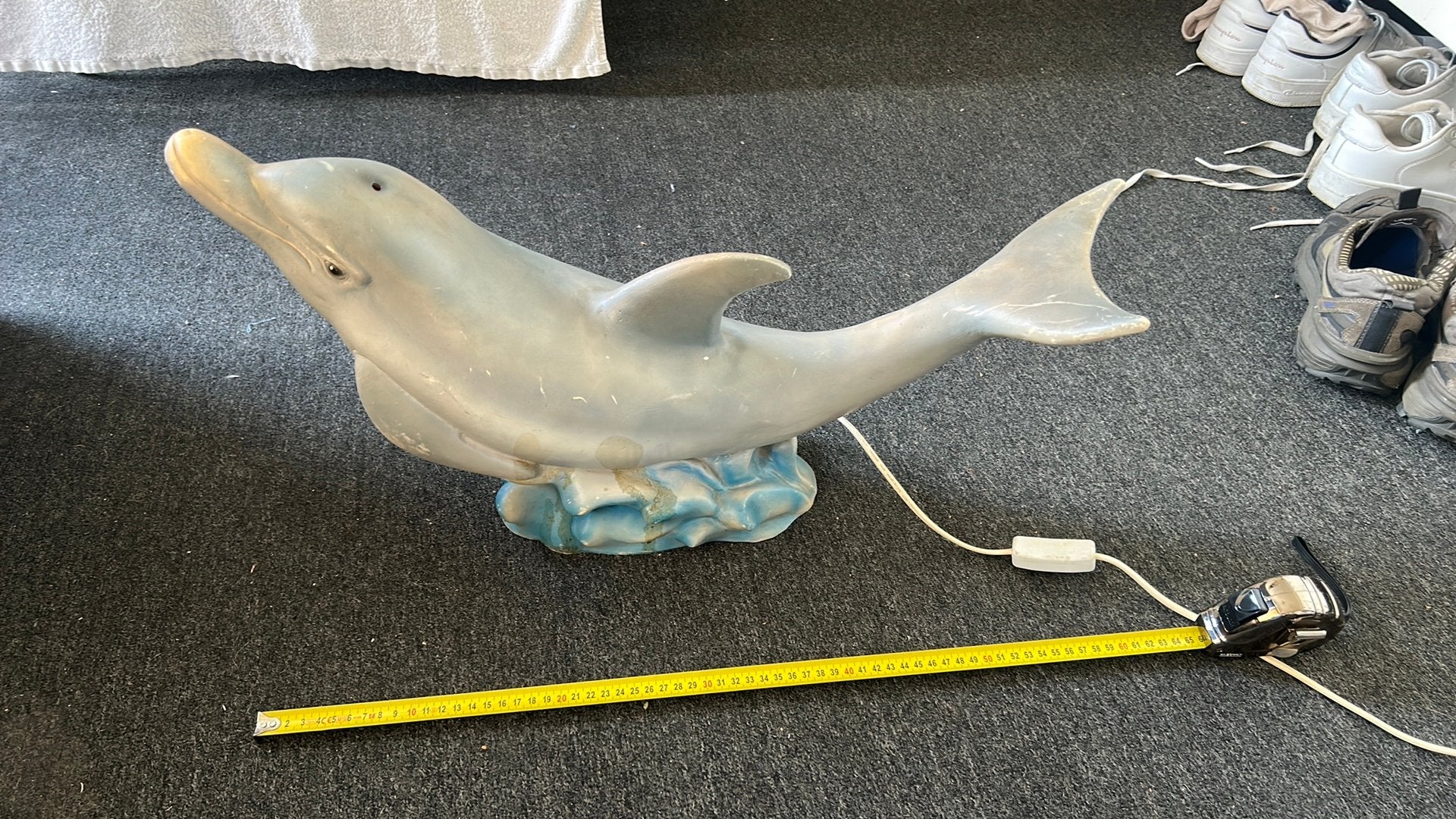 Vintage Heico Dolfijn Lamp Jaren '80 - Lichtblauw Kunststof, Ophalen of Verzenden, Gebruikt