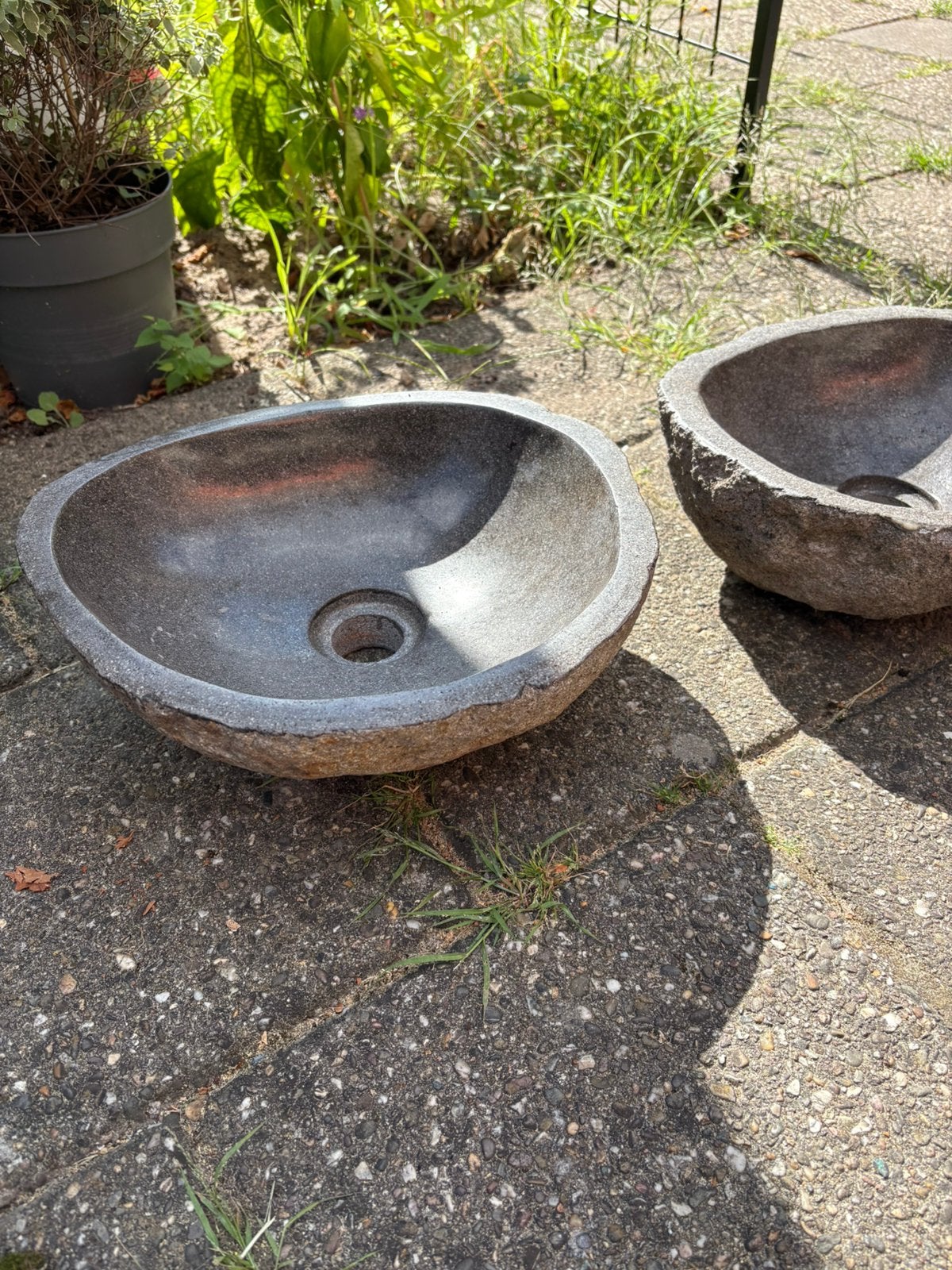2x waskom riviersteen, Ophalen, Minder dan 50 cm, Nieuw, Minder dan 25 cm