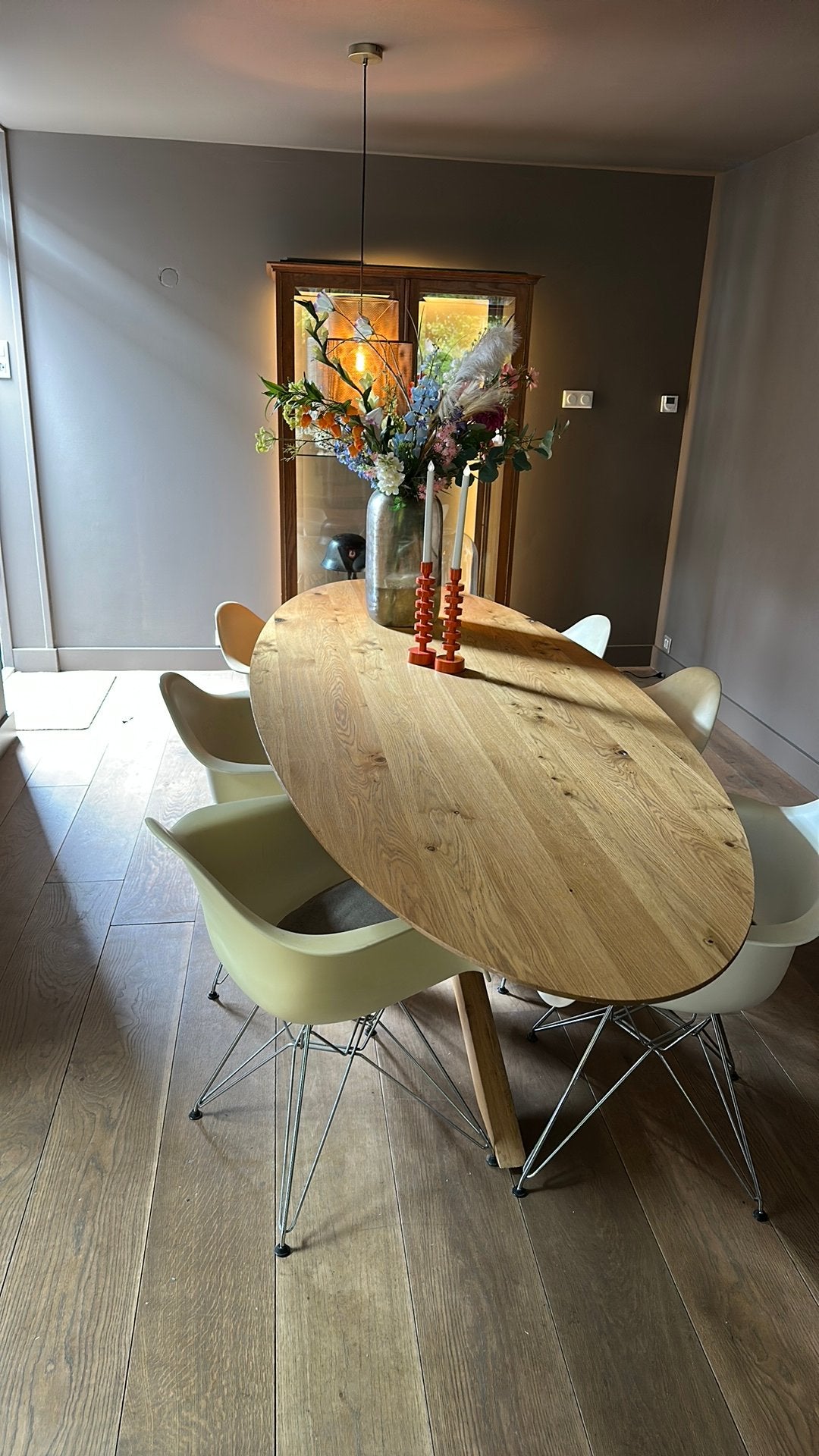 Eettafel Merlijn ovaal eiken kruispoot 270 cm, Ophalen, 100 tot 150 cm, Eikenhout, 200 cm of meer
