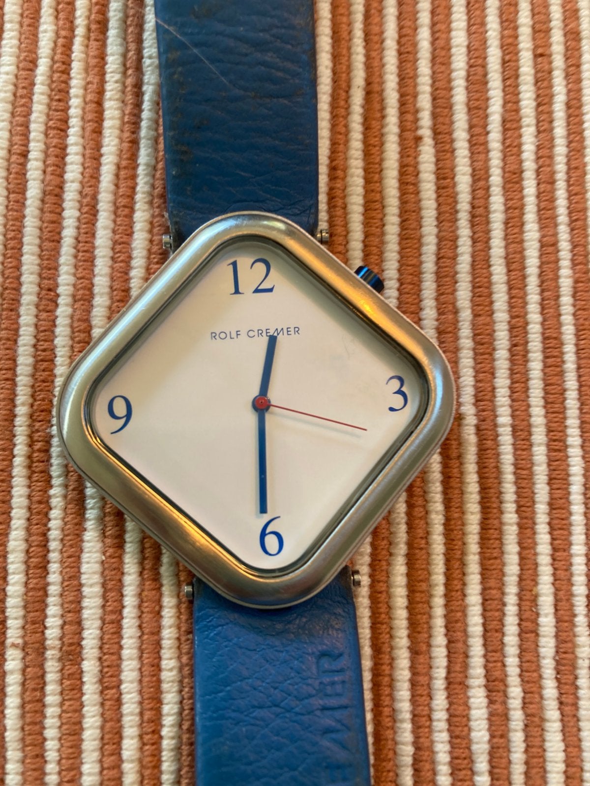 Rolf Cremer dames horloge 506851 blauw, Sieraden, Tassen en Uiterlijk, Overige merken, Leer, Polshorloge, Ophalen of Verzenden