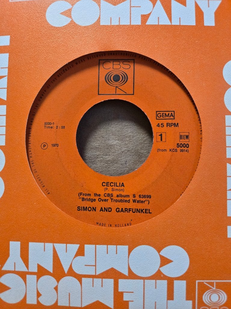 Simon & Garfunkel - Cecilia, Cd's en Dvd's, Vinyl Singles, Gebruikt, Beschermende buitenhoes, Single, 1970 - 1979, Pop, 7 inch