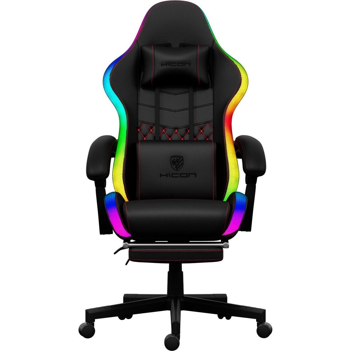 Gamestoel met Led-Comfortabel-Ergonomisch-Luxueus-Zwart, Ophalen, Gaming bureaustoel, Zwart, Nieuw