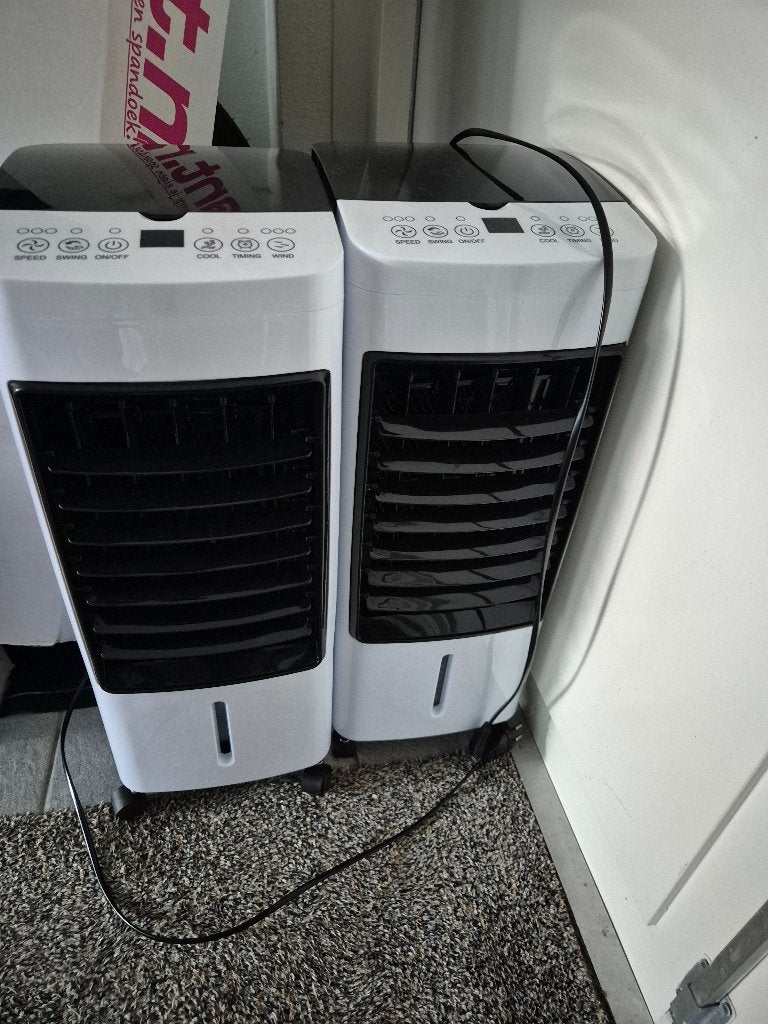2 aircoolers te koop, Ophalen, Minder dan 60 m³, Timer, Nieuw