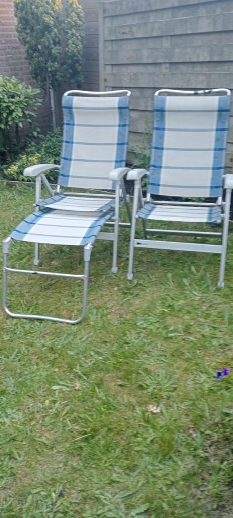 Dukdalf campingstoelen met voetenbankje, Caravans en Kamperen, Kampeermeubelen, Ophalen, Gebruikt, Campingstoel