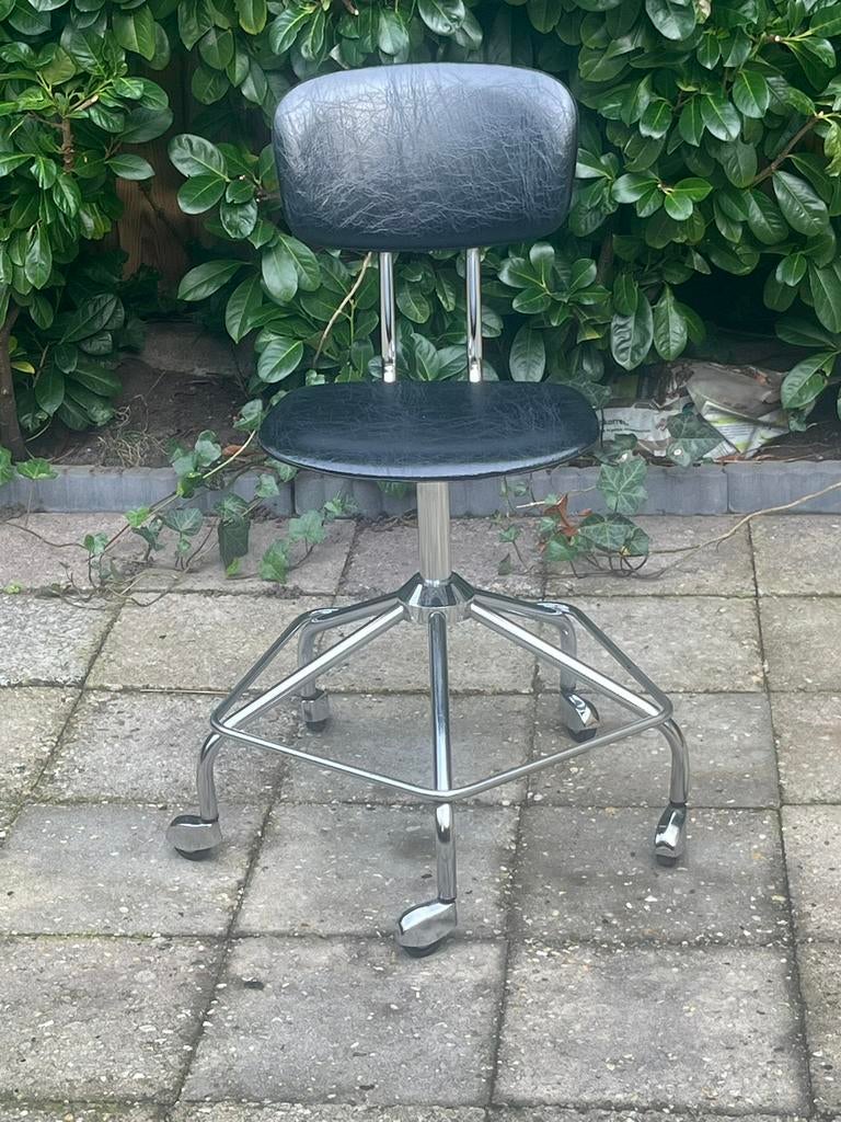 Vintage Egon Eiermann Bureaustoel | Zwart | Chroom |Jaren 60, Huis en Inrichting, Ophalen of Verzenden, Zo goed als nieuw, Zwart