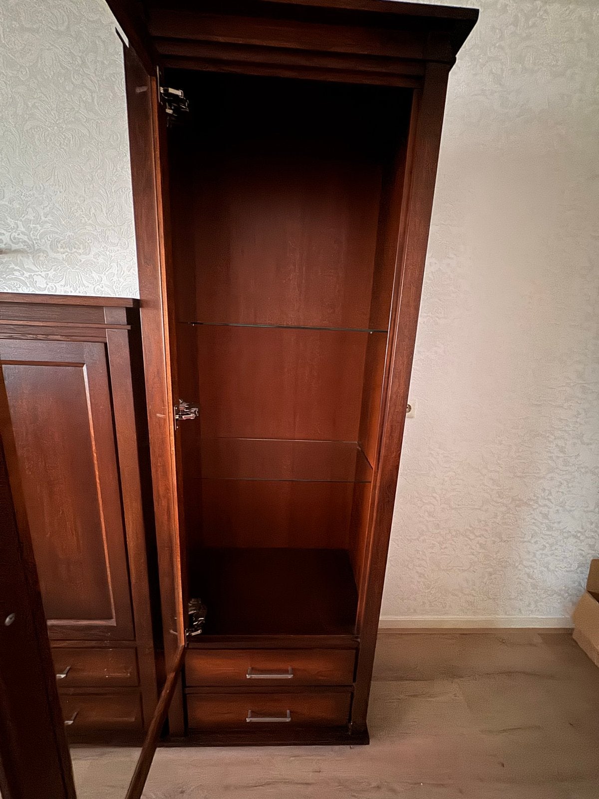 kastenwand met vitrine en lades, Ophalen, Gebruikt, 100 tot 150 cm, 200 cm of meer
