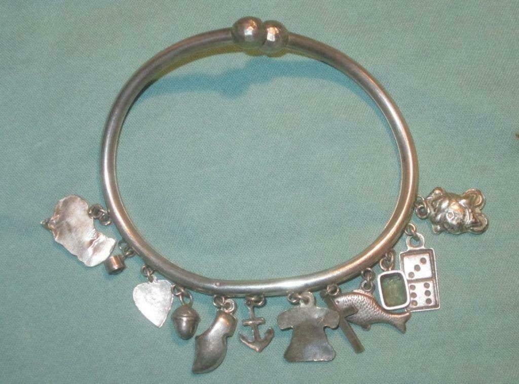 Zilver bedelarmbandje met Mickey Mouse, telefoon, vis, Ophalen of Verzenden, Zilver, Armband
