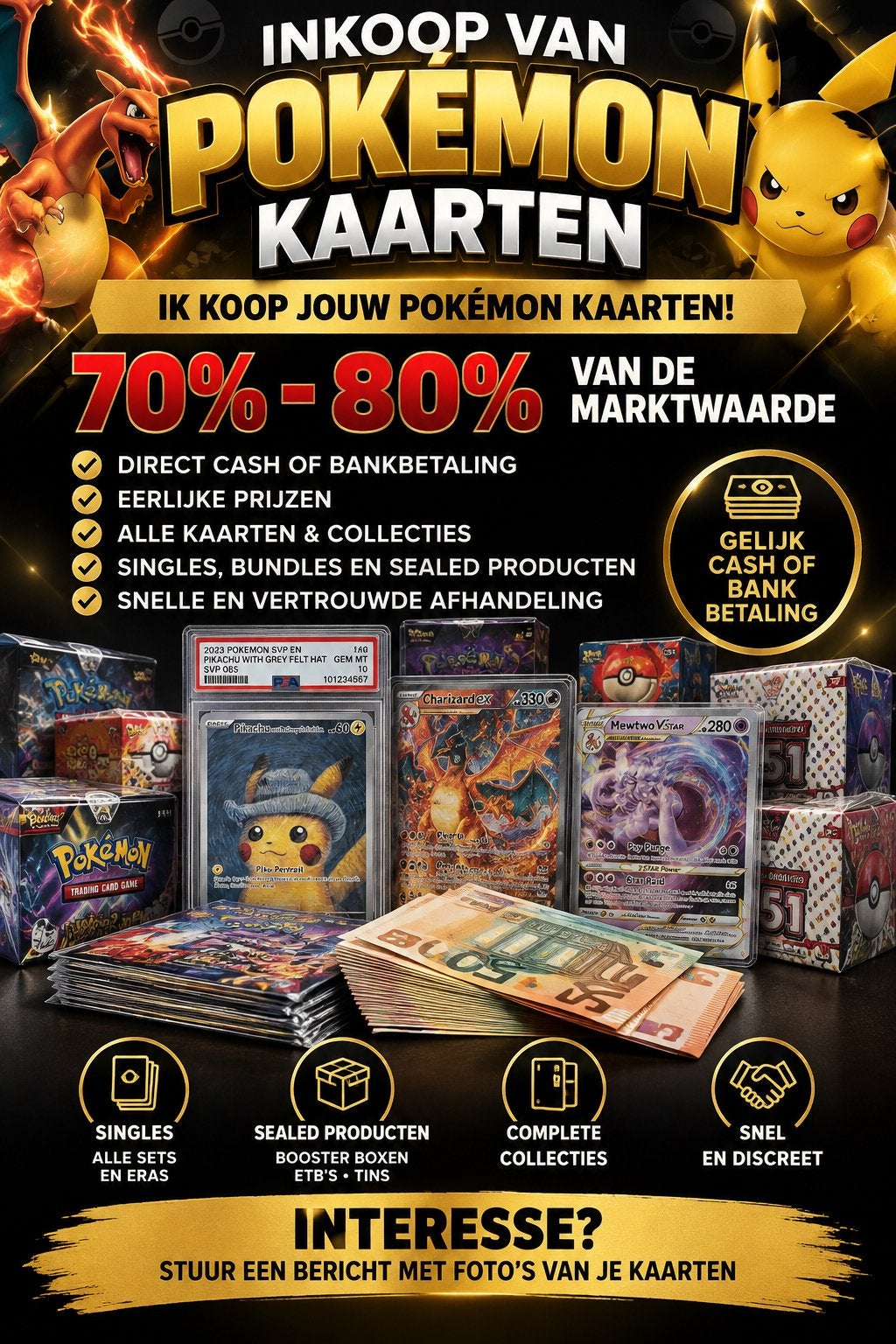 Pokémon kaarten inkoop 70/80% van de waarde