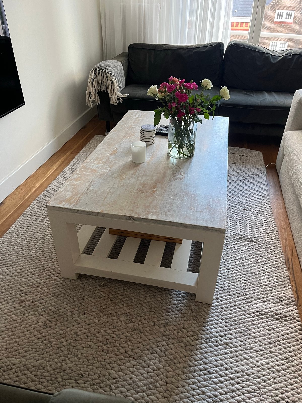 Zware Teak Salontafel - Originele Kleur Herstelbaar, Gebruikt, 100 tot 150 cm, Teakhout, Landelijk