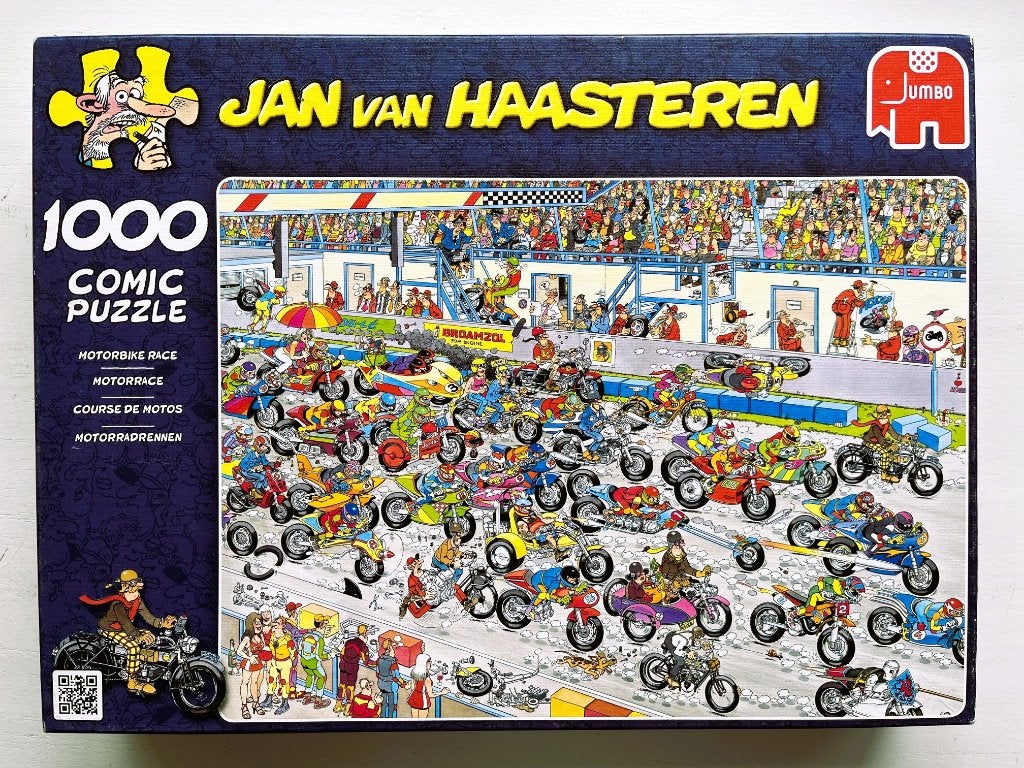 Jan van Haasteren 1000 - Motor Race, Ophalen of Verzenden, 500 t/m 1500 stukjes, Zo goed als nieuw, Legpuzzel