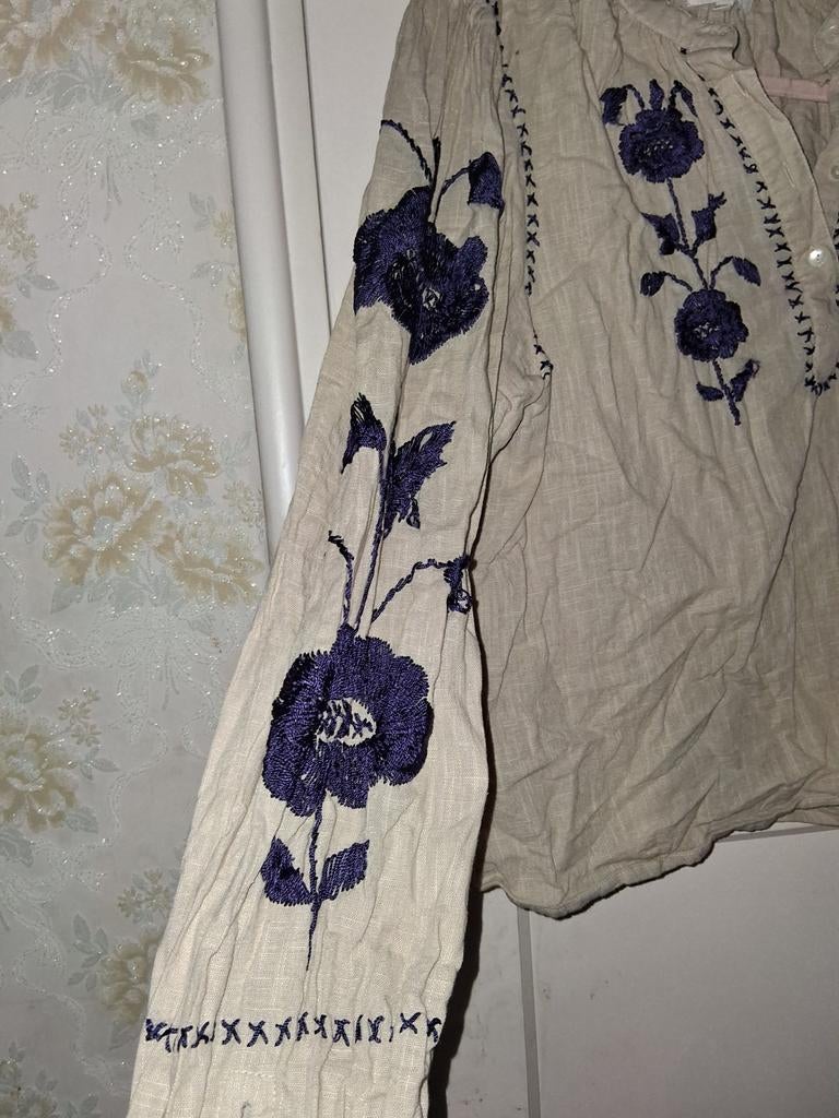 Antik Batik blouse met borduursels, Ophalen of Verzenden, Zo goed als nieuw, Beige
