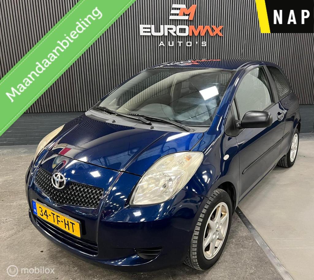 Toyota Yaris 1.3 VVTi Terra NAP-Elektrische ramen & trekhaak, Auto's, Stof, Zwart, 4 cilinders, Blauw