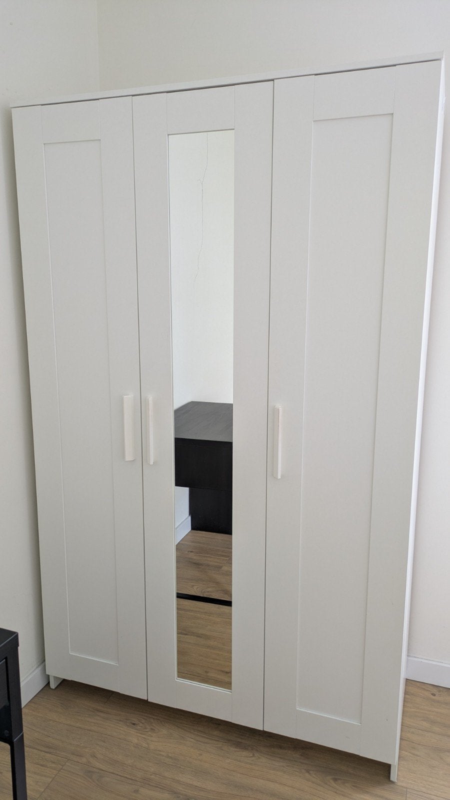 IKEA BRIMNES Kledingkast met 3 deuren, wit, 117x50x190 cm, Met deur(en), Gebruikt, 100 tot 150 cm, Ophalen of Verzenden