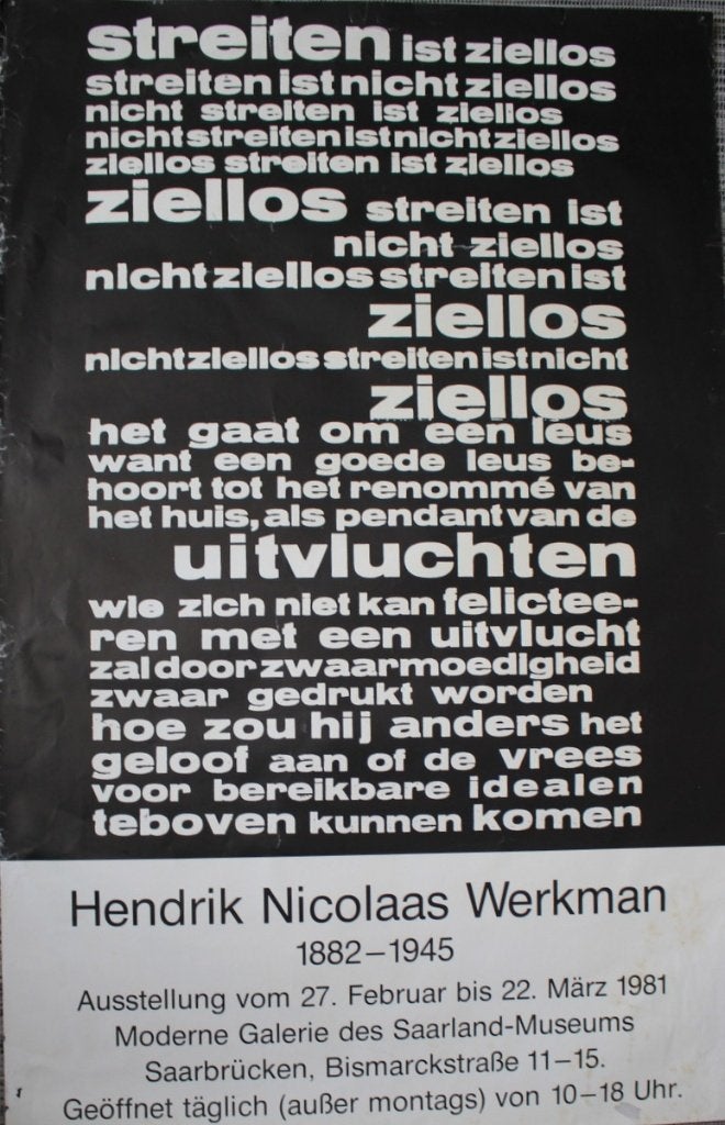 2. H.N. Werkman, originele affiche., Verzenden, Portret en Figuren, Zeefdruk