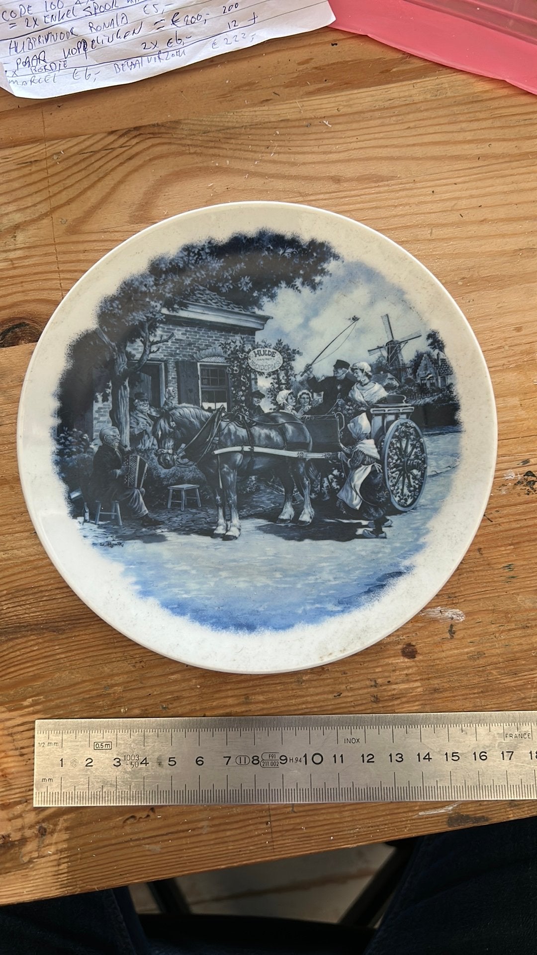 Wandbordje, Delftsblauw. 17,3cm doorsnede., Ophalen of Verzenden