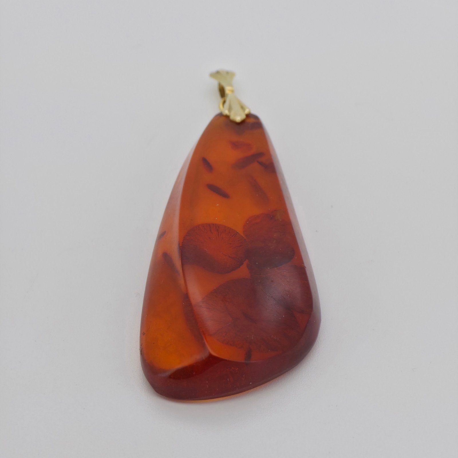 Gouden Hanger 14k 585 met Barnsteen (Amber), Overige voorstellingen, Oranje, Ophalen of Verzenden, Zo goed als nieuw