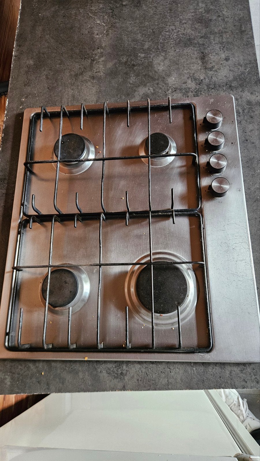 RVS Gasplaat - 4 Pitten - 58x51cm - Volledig Functioneel, Ophalen, Gebruikt, 4 kookzones, Inbouw