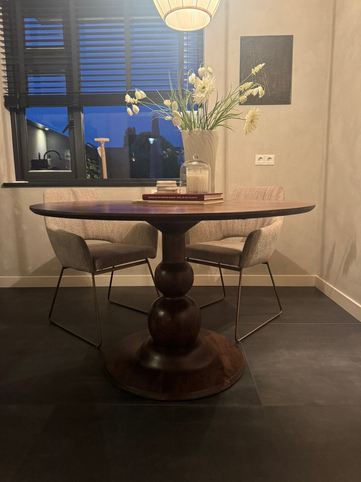 Eettafel rond 120 cm mangohout, Huis en Inrichting, Ophalen, Zo goed als nieuw, Rond, 100 tot 150 cm