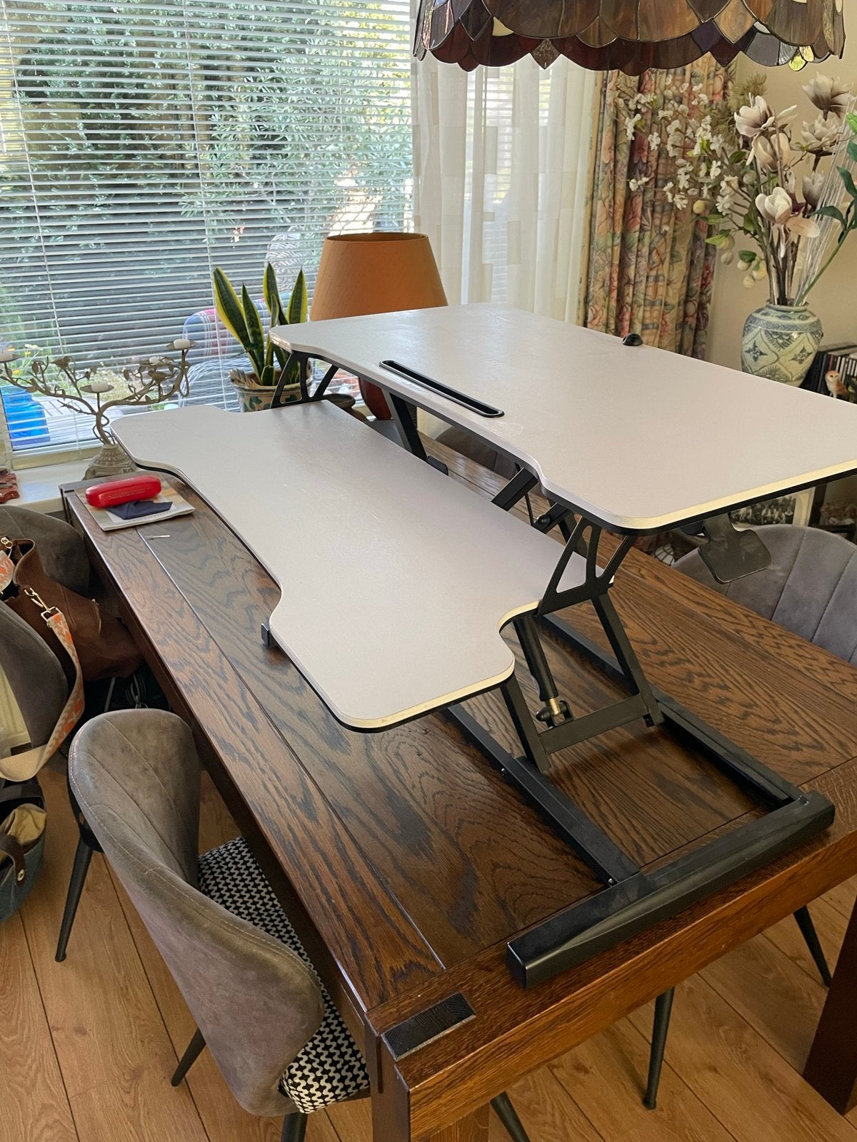 Laptop tafel Fitueyes, Ophalen, Zit-sta bureau, Metaal, In hoogte verstelbaar