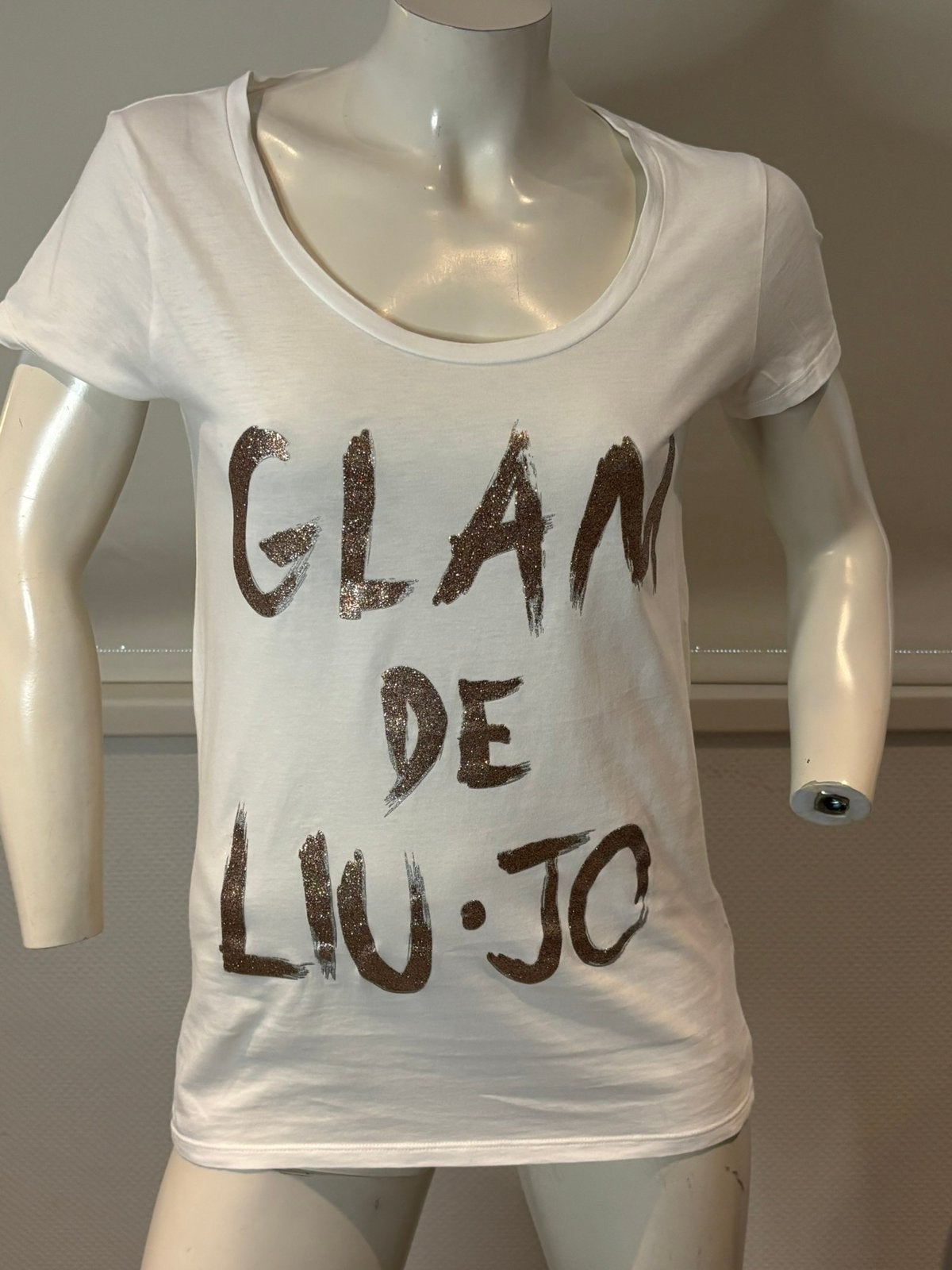 Liu jo shirt met glimmende letters maat s, ., Wit, Ophalen of Verzenden, Zo goed als nieuw