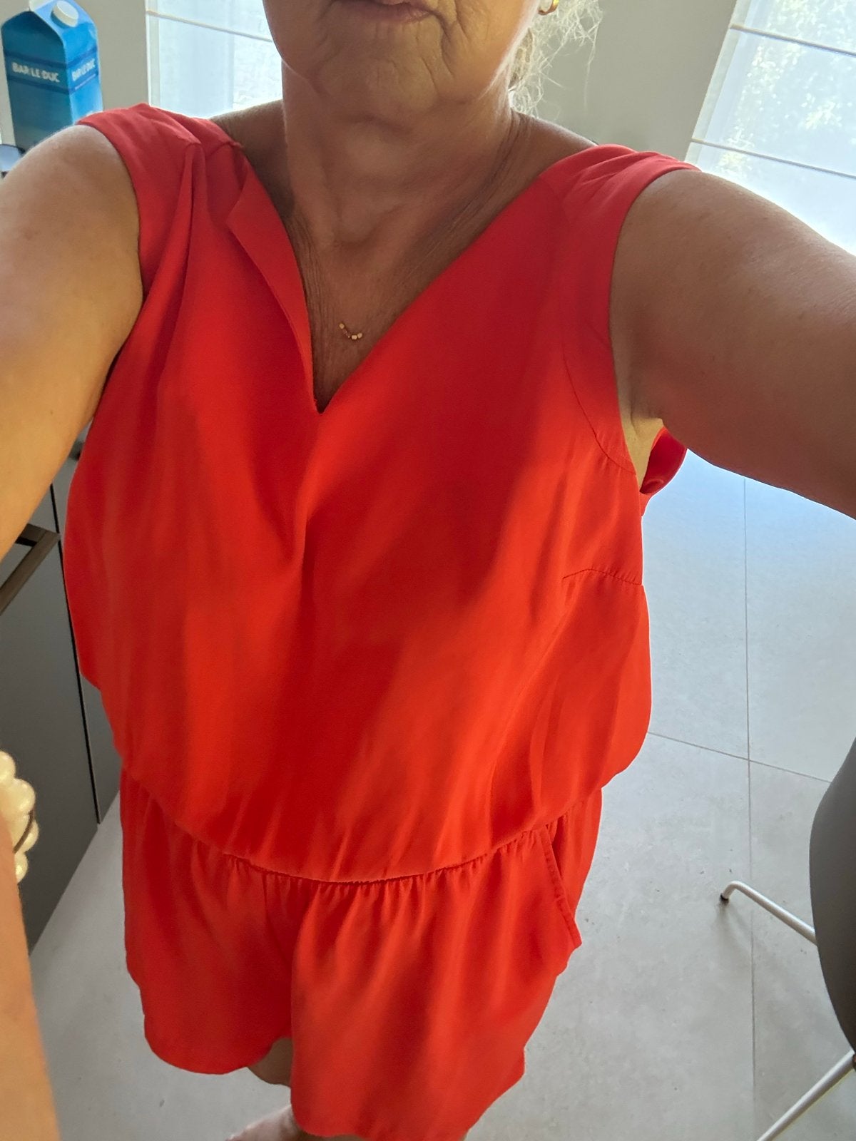 Esprit Jumpsuit Viscose Oranje Rood V-hals Maat 46/48, Kleding | Dames, Jumpsuits, Ophalen of Verzenden, Nieuw, Maat 46/48 (XL) of groter