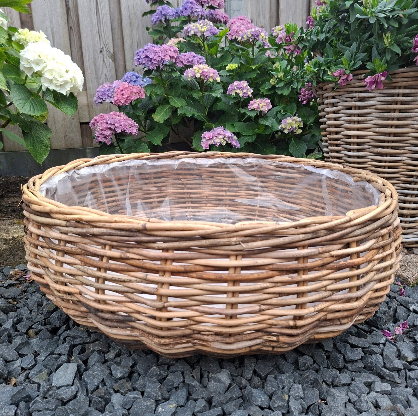 Tuinmand rotan D60 grote ronde mand schaalmand plantenmand, Overige materialen, Minder dan 30 cm, Rond, Nieuw