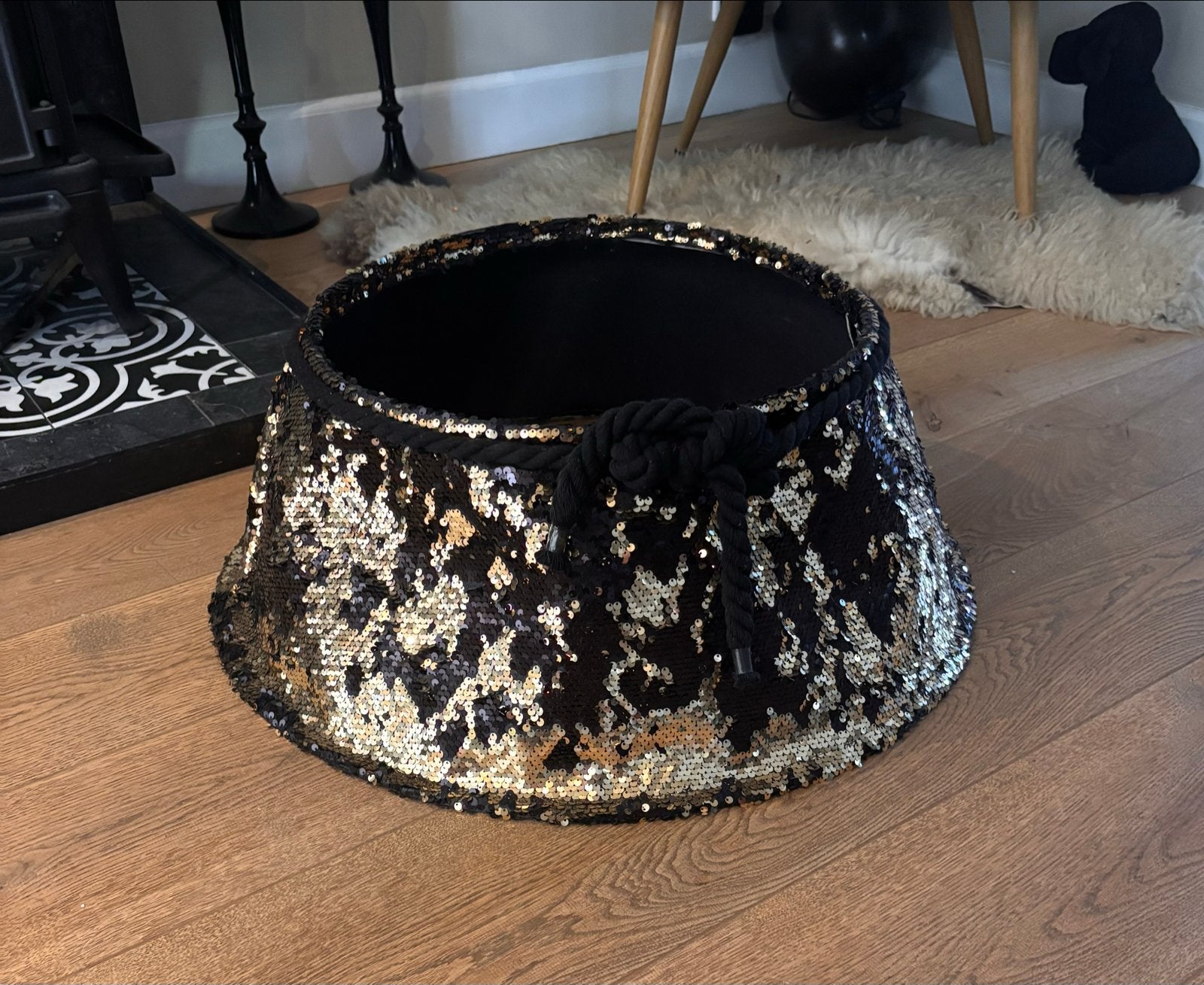 Kerstboomrok met pailletten - Zwart/Goud, Meerkleurig, Ophalen of Verzenden, Zo goed als nieuw, Modern