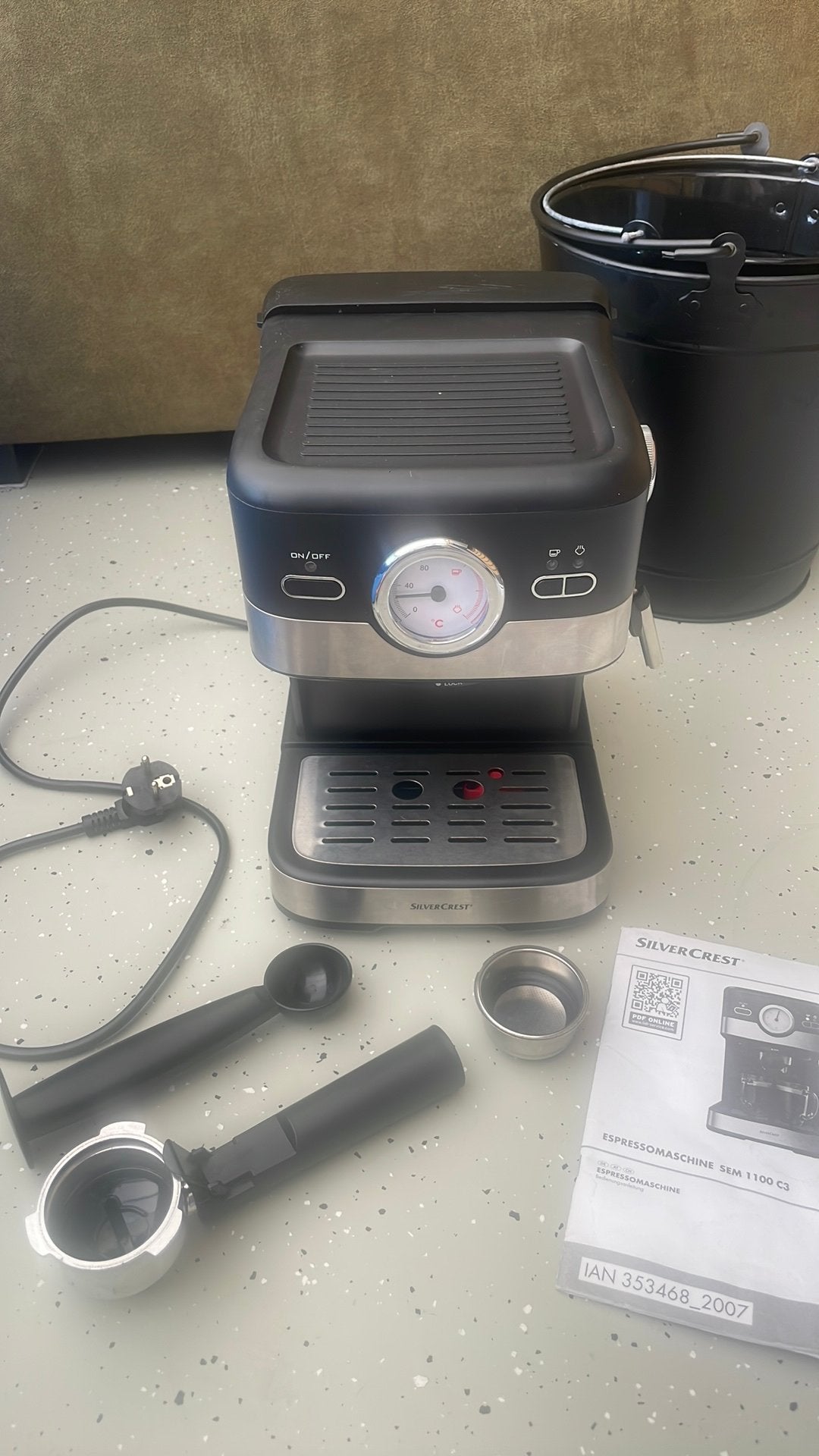 SilverCrest Espressomachine SEM Compleet met accessoires, Ophalen of Verzenden, Zo goed als nieuw, Espresso apparaat, Stoompijpje