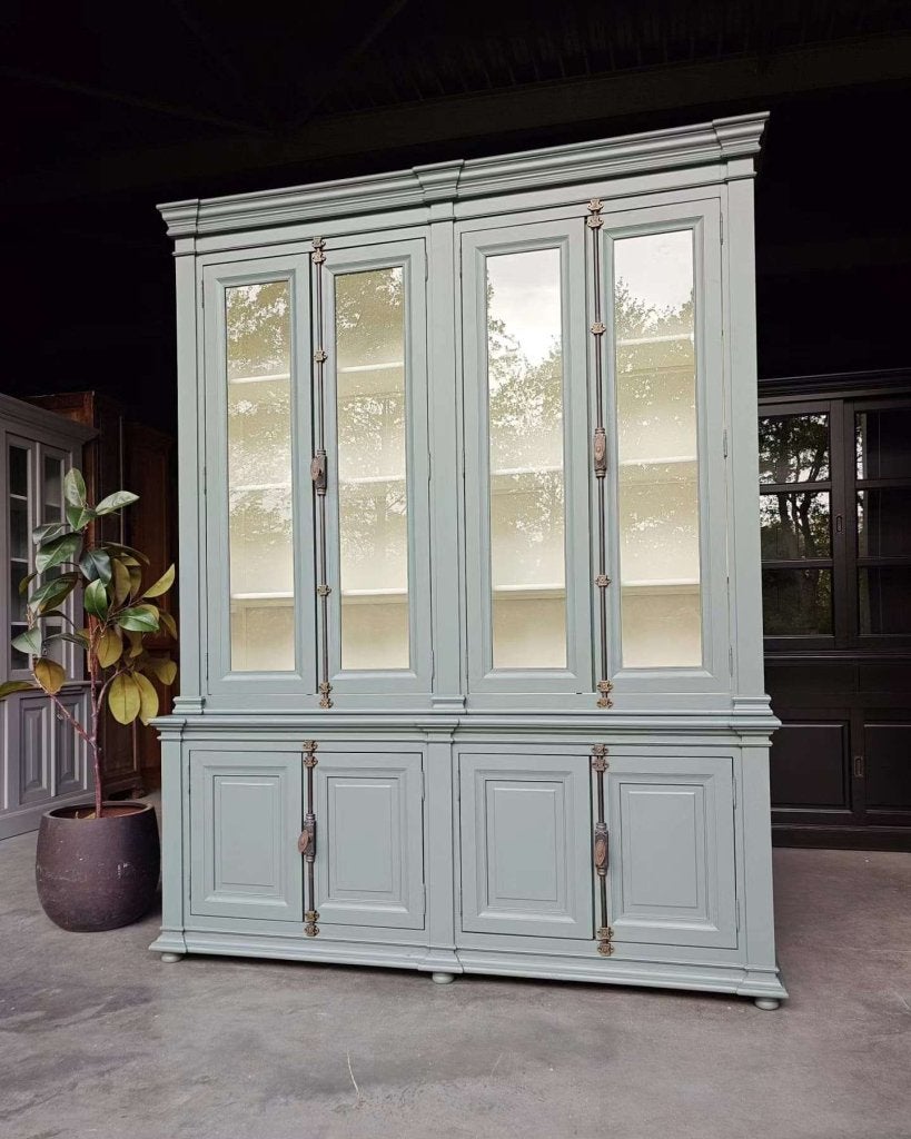 Hoge buffetkast in de kleur eucalyptus | Servieskast  #243, Niet ingevuld, Metaal, 200 cm of meer, 150 tot 200 cm