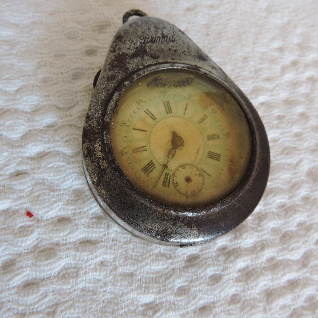 Vintage zakhorloge remontoir cylindre 10 rubis met houder, Ophalen of Verzenden