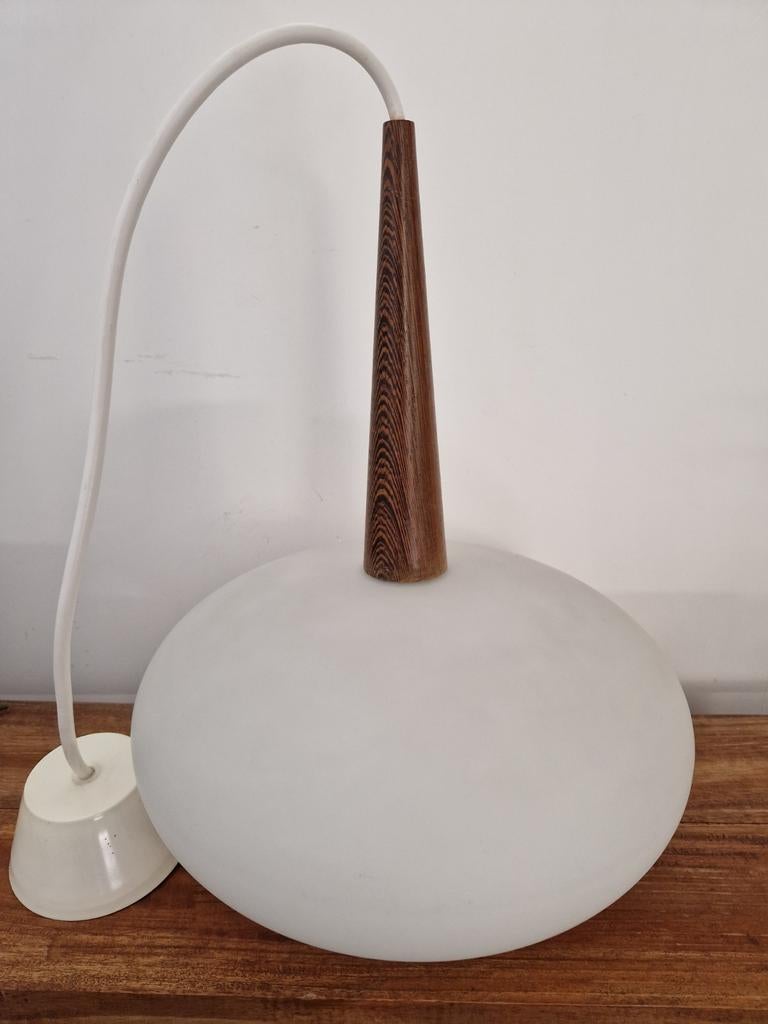 VINTAGE LOUIS KALFF HANGLAMP, Ophalen of Verzenden, Zo goed als nieuw, Glas, Minder dan 50 cm