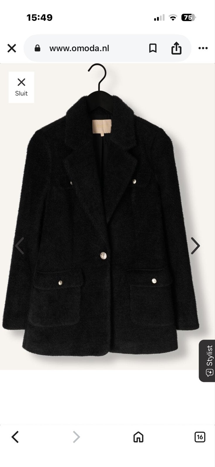 JOSH V Nevada Blazer in fluffy kwaliteit - Zo goed als nieuw, Verzenden, Zwart, Maat 46/48 (XL) of groter, Zo goed als nieuw