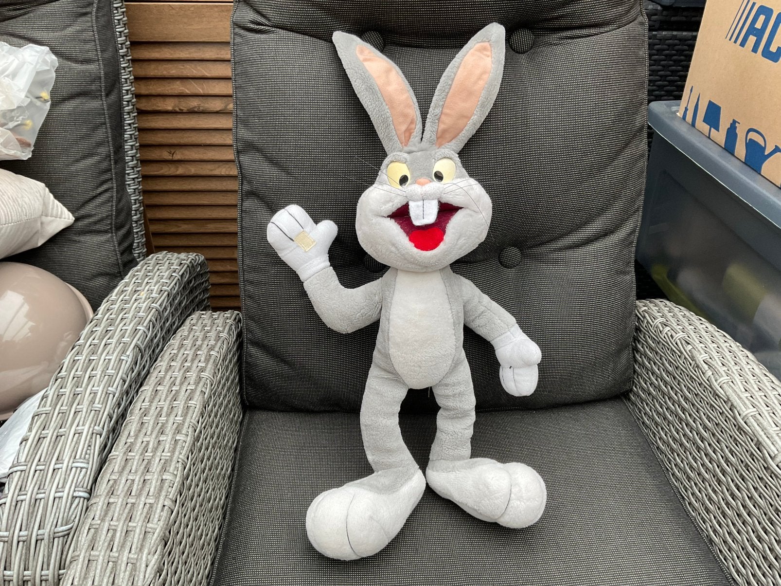Zgan, niet kapot, vergeelde oogjes, grote Bigs Bunny 50cm, Ophalen, Looney Tunes, Zo goed als nieuw, Beeldje of Figuurtje
