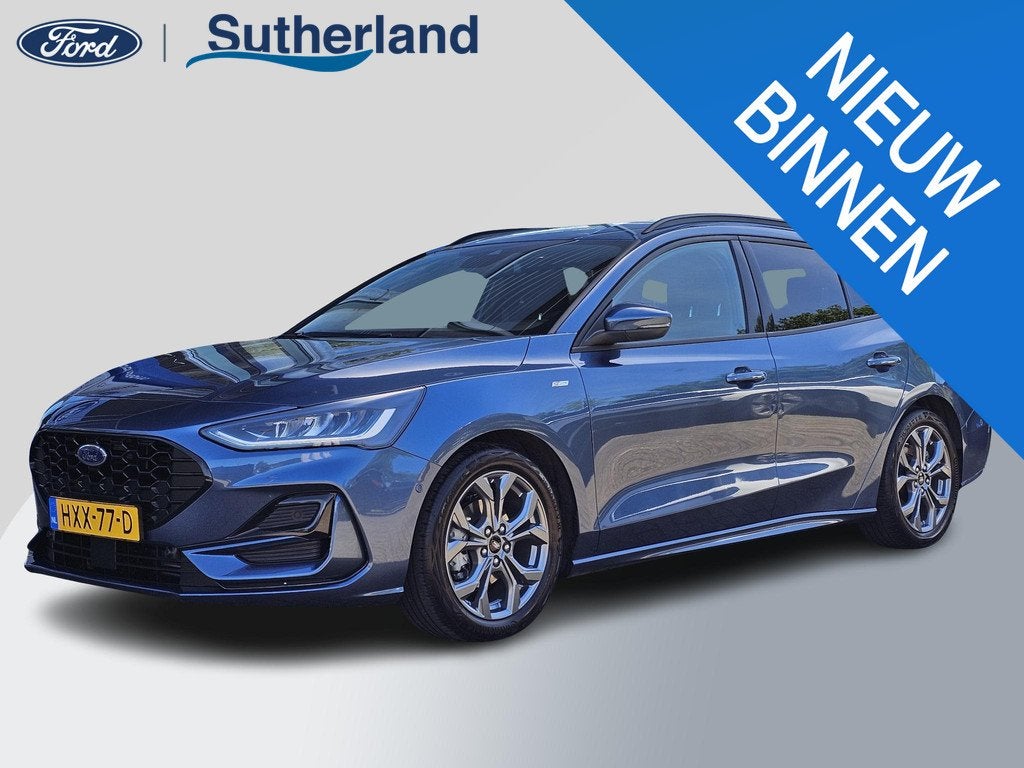 Ford Focus Wagon 1.0 EcoBoost Hybrid ST Line | Chrome Blue |, Stof, Gebruikt, 1404 kg, Blauw