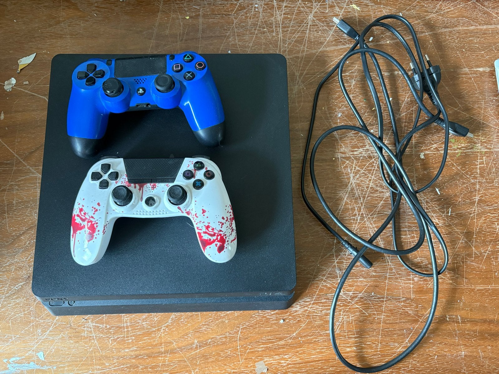 PlayStation 4 Slim met 2 controllers en 6 games, Ophalen, Met 2 controllers, Slim, 500 GB