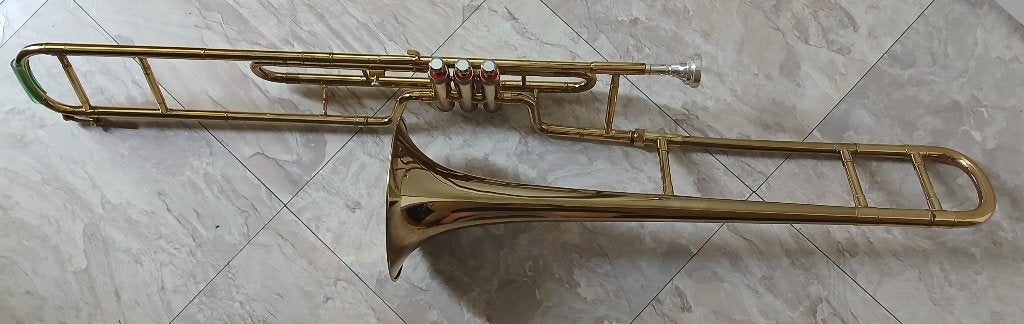 ventiel trombone, Muziek en Instrumenten, Ophalen of Verzenden, Gebruikt, Tenor, Met koffer